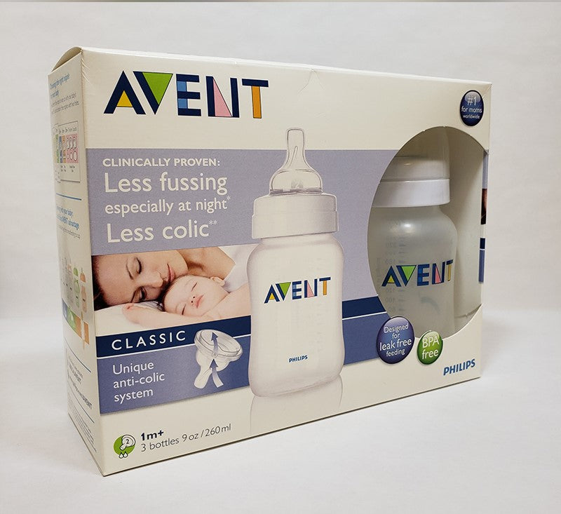 Philips Avent Classic 9 oz Baby Bottles, 3-Pack