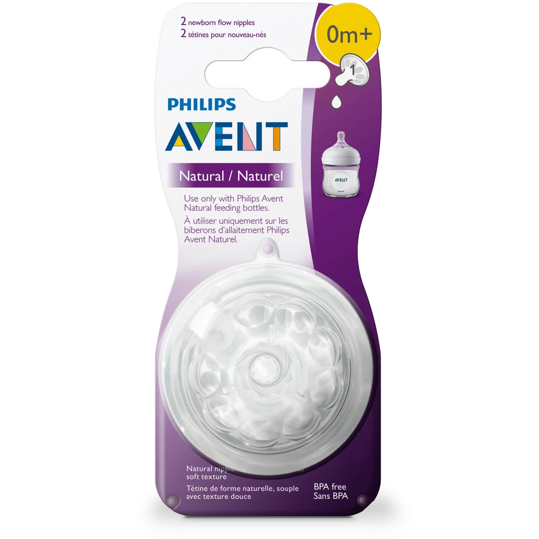 Philips Avent Newborn Nipples for Natural Bottles, 2-pack