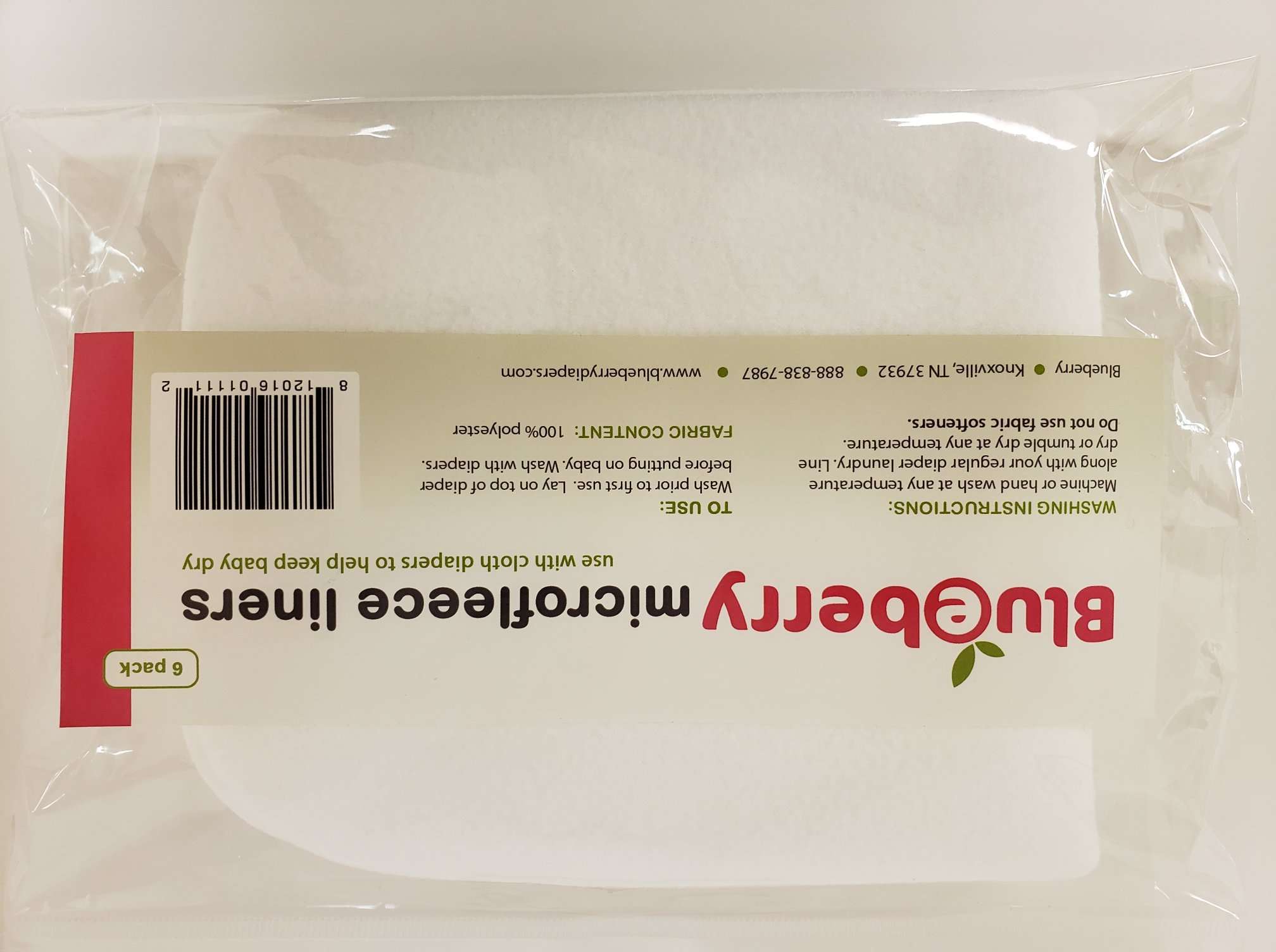 Blueberry Microfleece Cloth Diaper Liners White 6-Pack