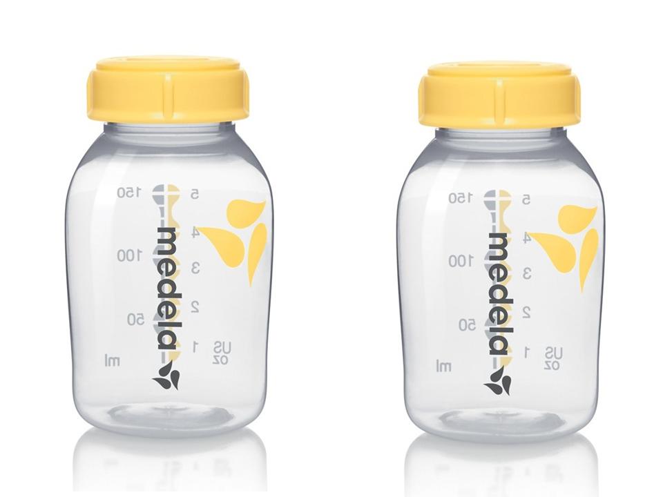 Medela 5 oz Collection Bottles with Solid Lid, Colored, 2-Pack
