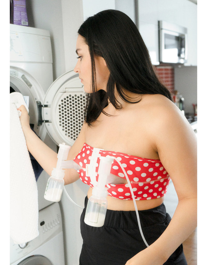 Pumpease Hands Free Pumping Bra, T-Bird Red, Small