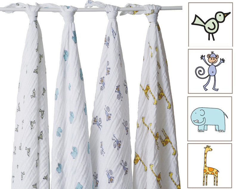 Aden + Anais Jungle Jam Cotton Muslin Swaddle Blankets, 4-Pack