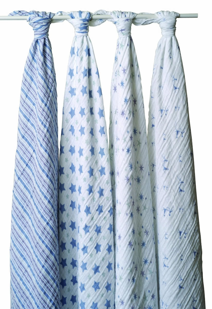 Aden + Anais Prince Charming Cotton Muslin Swaddle Blankets, 4-Pack