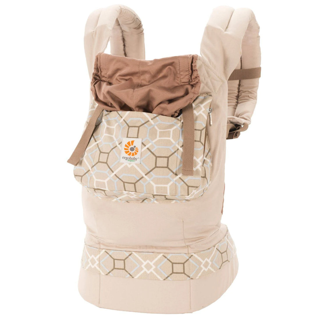 Ergobaby Carrier Organic, Lattice, tan carrier with lattice print trim
