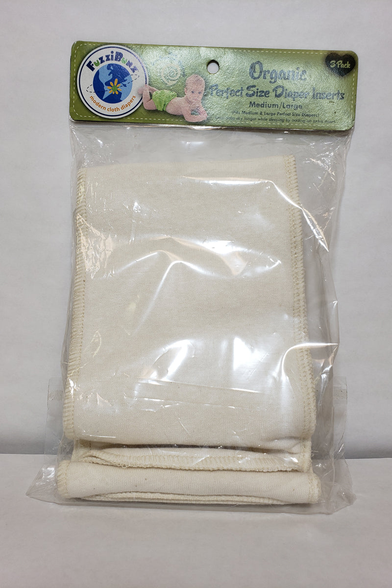 FuzziBunz Organic Inserts Perfect Size, Size M/L, 3 pack