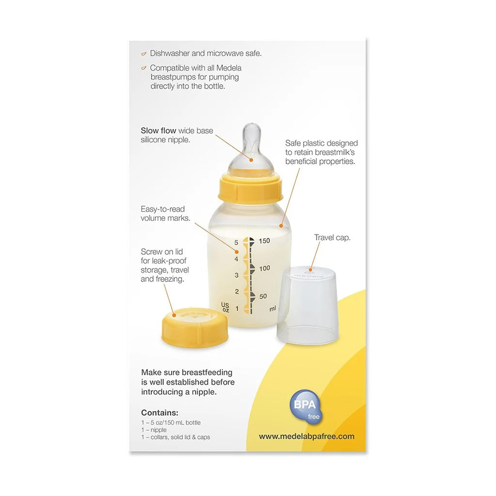 Medela 5 oz Breastmilk Bottle with Wide Base Nipple, 1-Pack