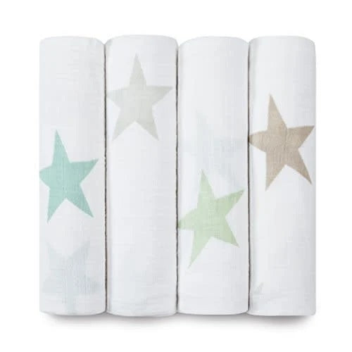 Aden + Anais Super Star Scout Cotton Muslin Swaddle Blankets, 4-Pack