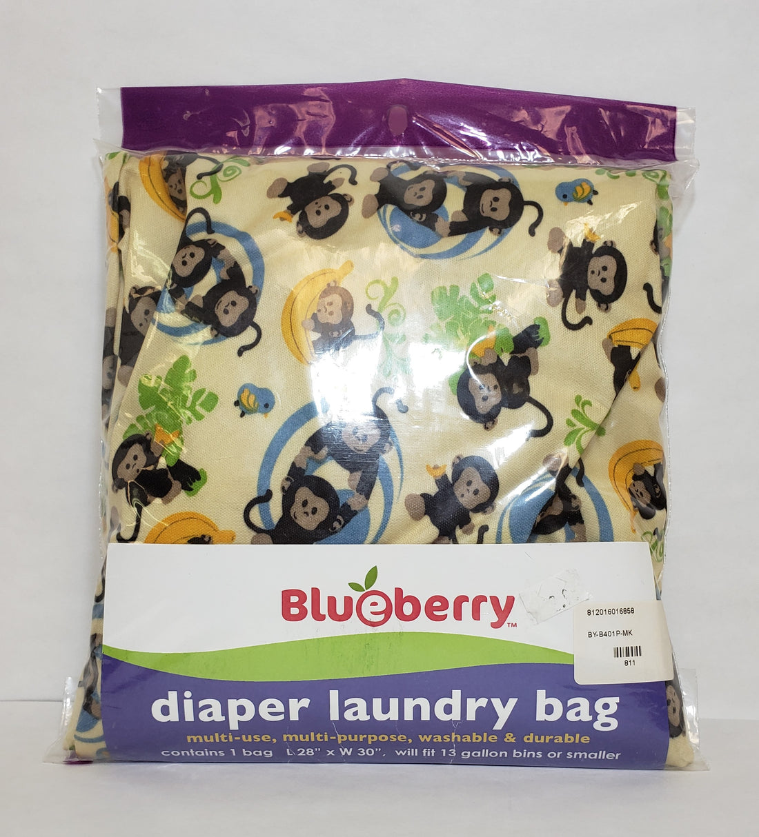 Blueberry Diaper Laundry Bag, Monkeys