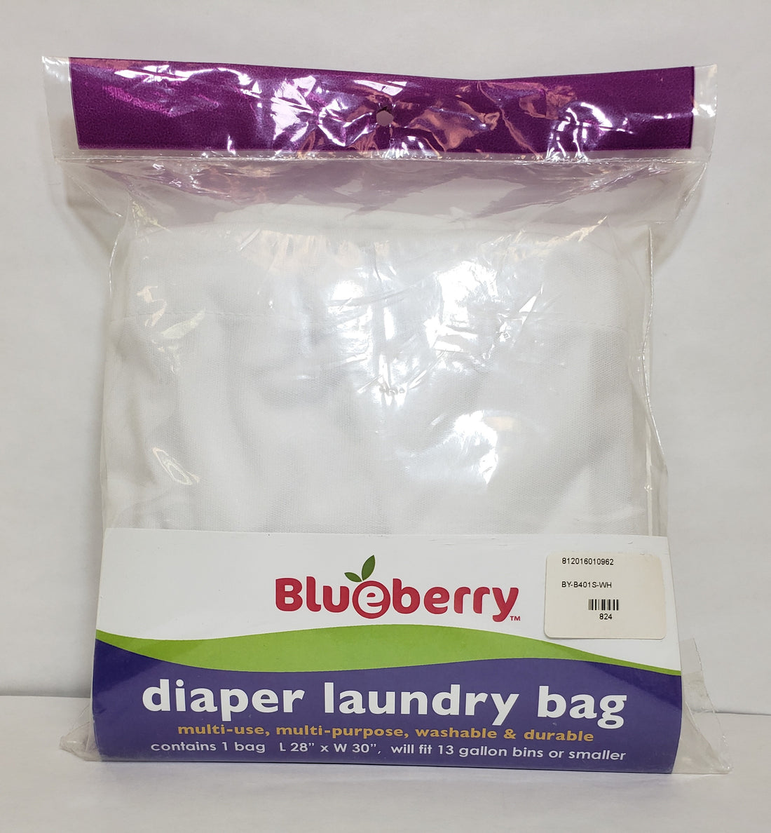 Blueberry Diaper Laundry Bag, White