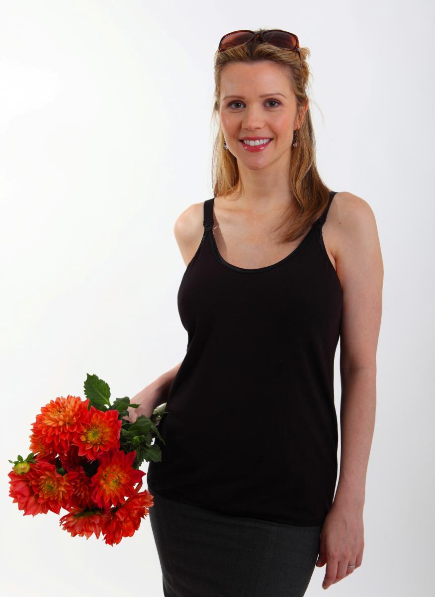 Melinda G Cami Sutra Nursing Camisole in Black, size Fab! Curvy Small