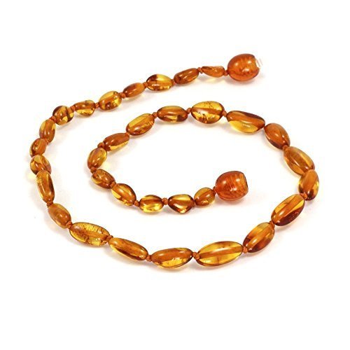 Momma Goose Amber Teething Necklace, Olive Cognac