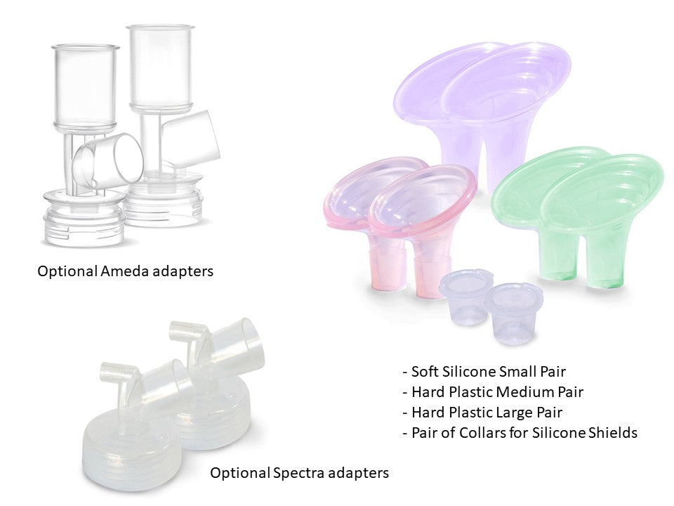 Pumpin Pal Shields Set, 19 mm to 30 mm: Medela, Lansinoh, Hygeia Pumps