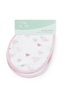 Aden + Anais Burpy Bibs, bib and burping cloth in one, in  Heart Breaker print with pink hearts on a white background, 2 pack