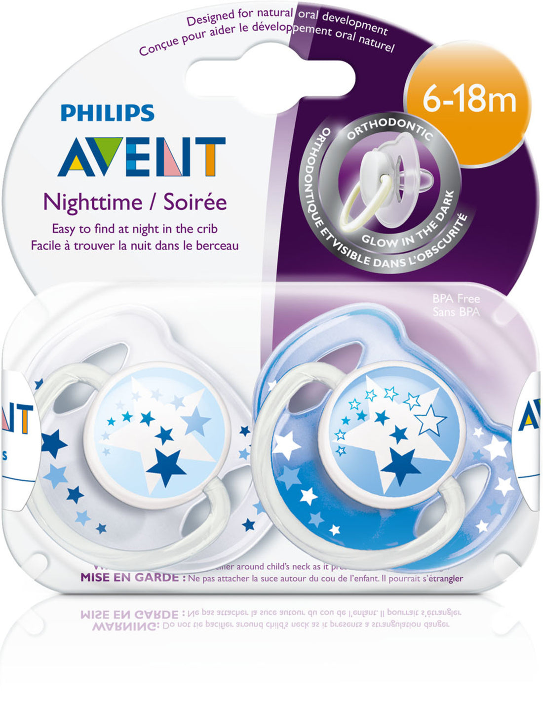 Philips Avent Nighttime Toddler Pacifier, 6 - 18 Months, 2 Pack