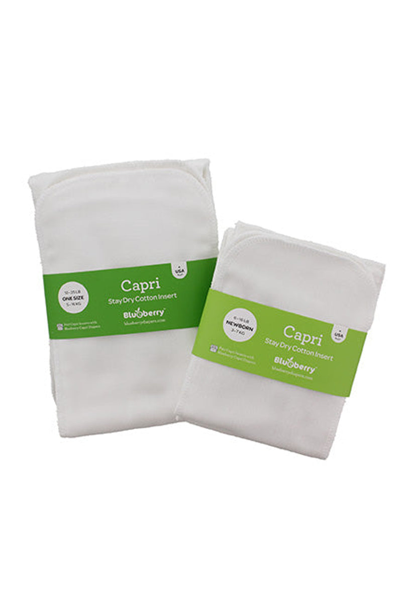 Blueberry Capri Stay Dry Cotton Cloth Diaper Inserts, Newborn