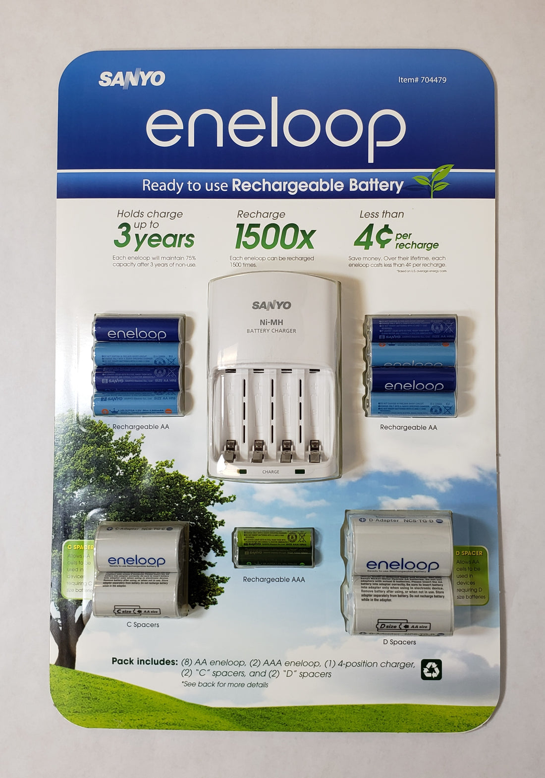 Sanyo Eneloop Rechargeable AA and AAA Batteries, Charger and Spacers