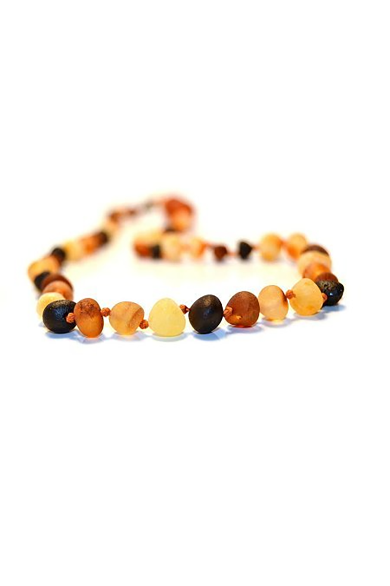 Momma Goose Amber Adult Necklace 18&quot;, Baroque Unpolished Multi