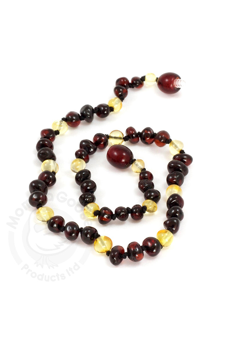 Momma Goose Amber Teething Necklace, Baroque Cherry &amp; Lemon