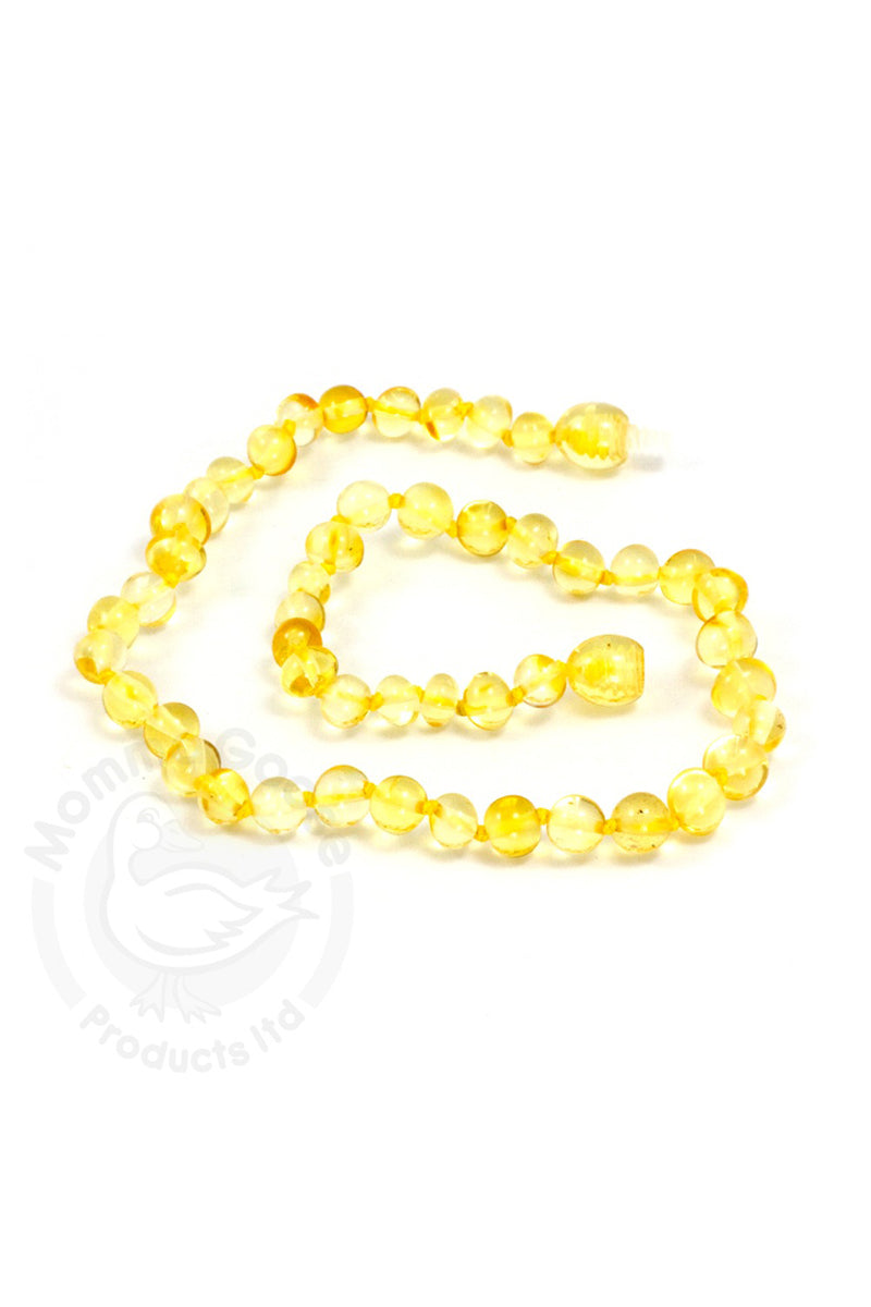 Momma Goose Amber Teething Necklace, Baroque Lemon