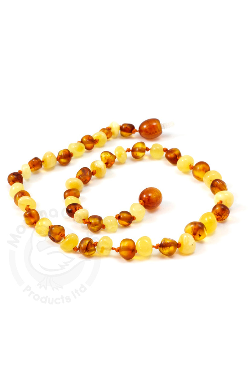 Momma Goose Amber Teething Necklace, Baroque Milky &amp; Cognac
