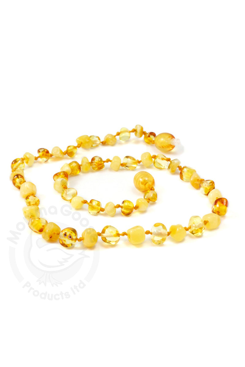 Momma Goose Amber Teething Necklace, Baroque Milky &amp; Lemon