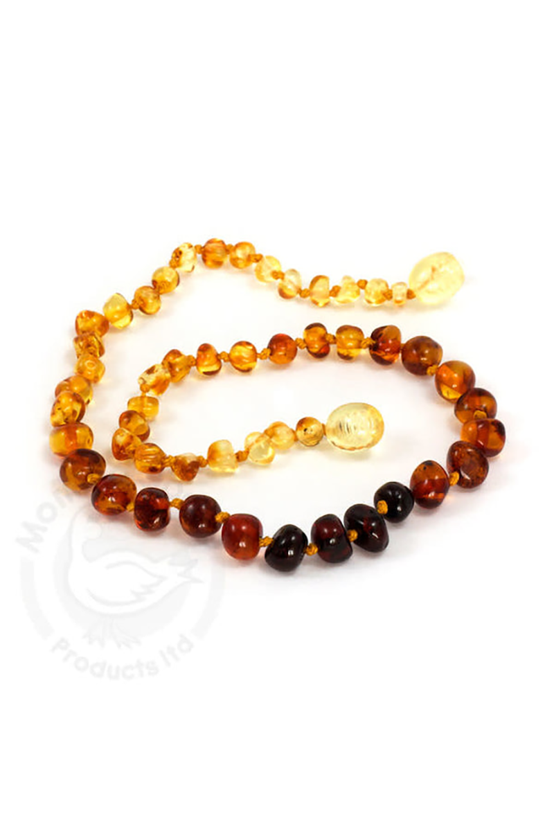 Momma Goose Amber Teething Necklace, Baroque Rainbow