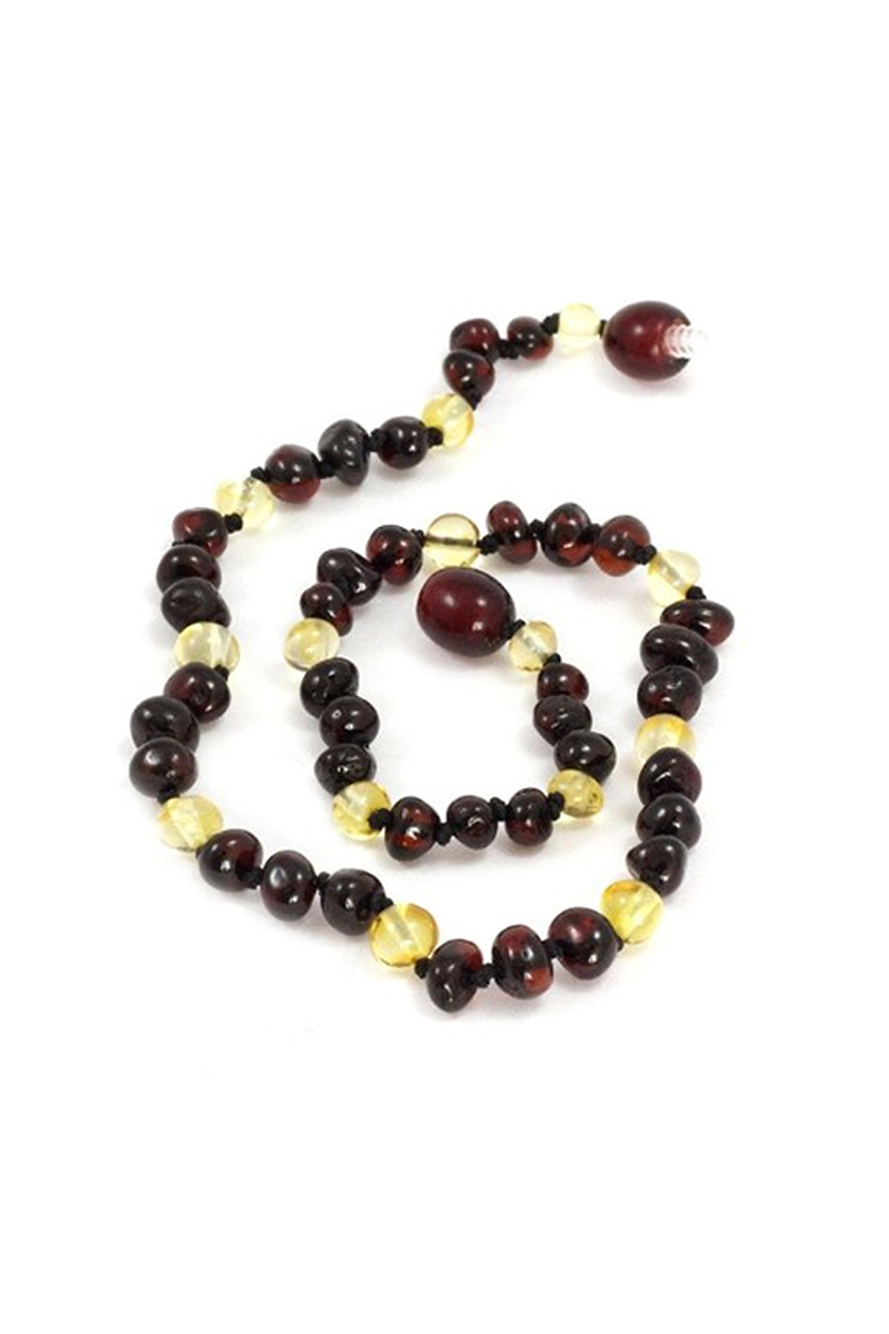 Momma Goose Amber Teething Necklace, Olive Cherry &amp; Lemon