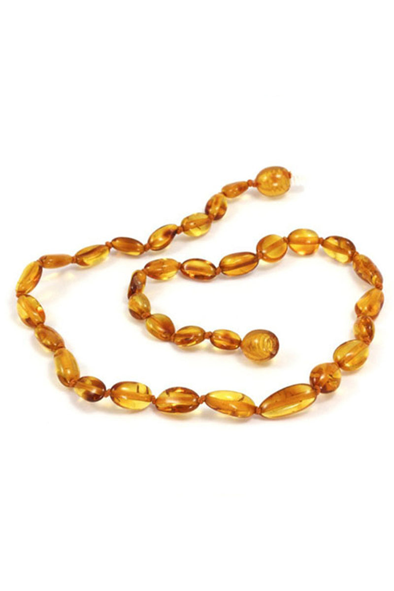 Momma Goose Amber Teething Necklace, Olive Honey