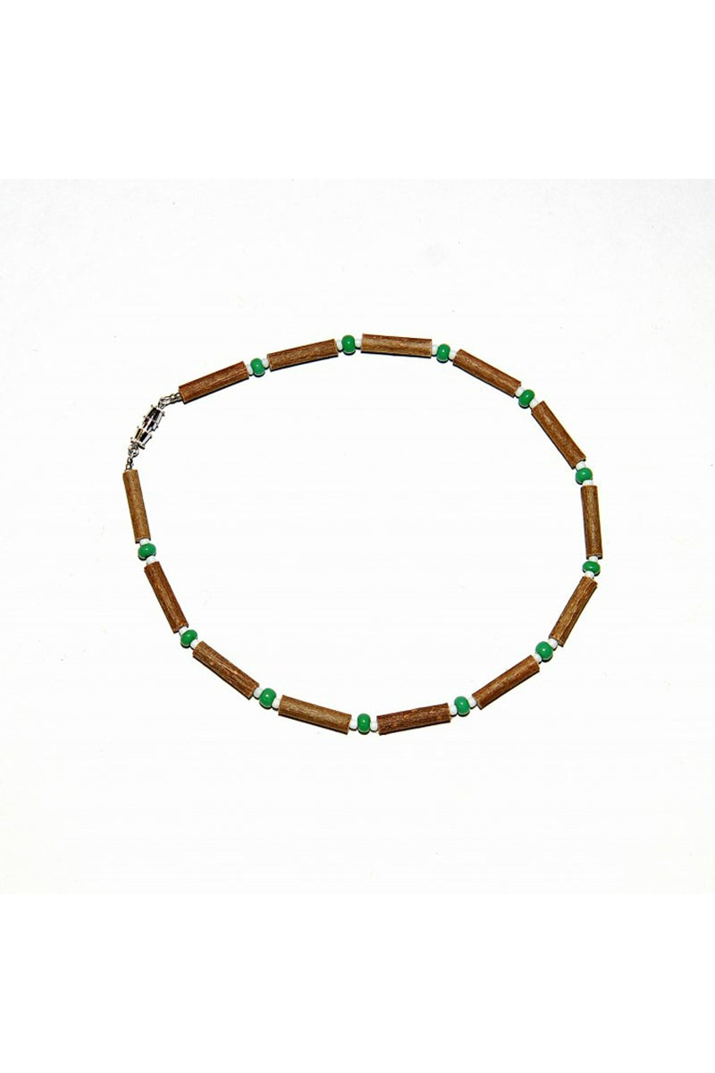 Momma Goose Hazelwood Necklace, Green &amp; White Beads